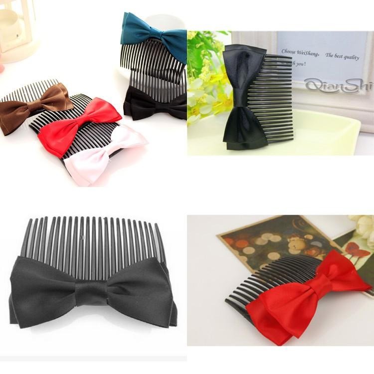 韓國緞帶雙層蝴蝶結插梳 新娘盤髮叉梳 髮梳 髮插 髮叉梳 倒插梳 瀏海髮梳 整髮器 髮簪 插梳 盤髮器 日式美髮造型工具-細節圖9