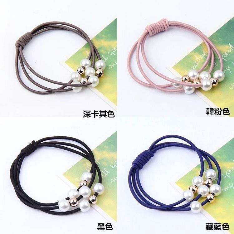 珍珠髮圈 三層髮圈 手鍊兩用髮圈 小清新 髮飾 打結髮圈 綁頭髮 髮束 綁馬尾 髮繩 彈力髮圈 橡皮筋髮圈 三線合一髮圈-細節圖9