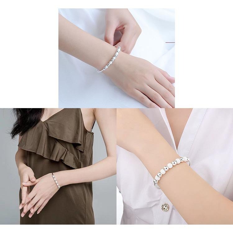 轉運珠手環 磨砂手鐲 簡約百搭手鍊 開口手鐲 圓珠銀手環 銀飾 珠子 鐲子 珠珠手環 串珠銀手鐲 經點時尚手環 銅手鐲-細節圖7