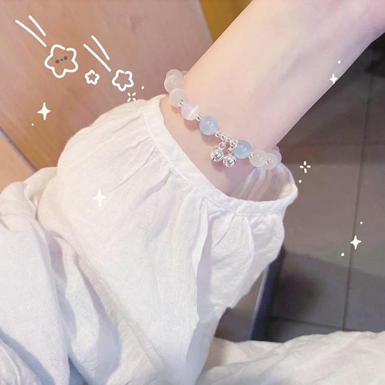 甜美月光手環 水晶手鍊 鈴鐺手鍊 閨蜜手鍊 輕奢女生飾品 貓眼石手鍊 轉運珠水晶手串珠 草莓晶手鍊 月光石手鏈 桃花手珠-細節圖5