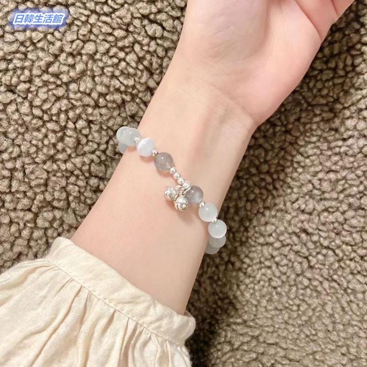甜美月光手環 水晶手鍊 鈴鐺手鍊 閨蜜手鍊 輕奢女生飾品 貓眼石手鍊 轉運珠水晶手串珠 草莓晶手鍊 月光石手鏈 桃花手珠-細節圖8