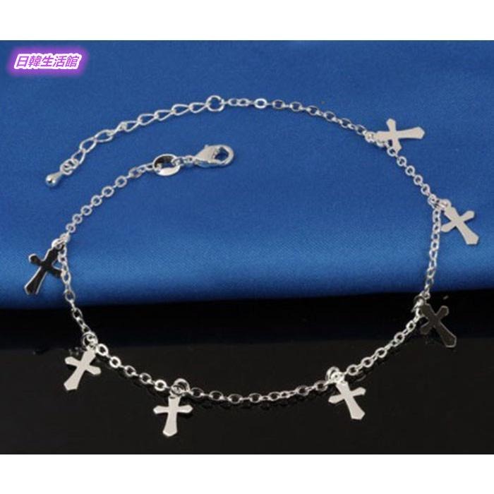 日韓生活館 多層流蘇腳鍊 十字架腳鍊 韓版時尚飾品 促銷 韓國首飾 銀腳鍊 女生配飾 個性腳環 腳鏈 腳飾 日本流行銀飾-細節圖2