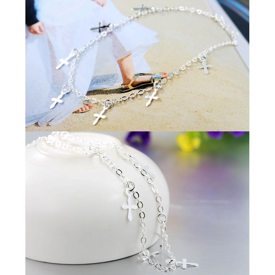 日韓生活館 多層流蘇腳鍊 十字架腳鍊 韓版時尚飾品 促銷 韓國首飾 銀腳鍊 女生配飾 個性腳環 腳鏈 腳飾 日本流行銀飾-細節圖4