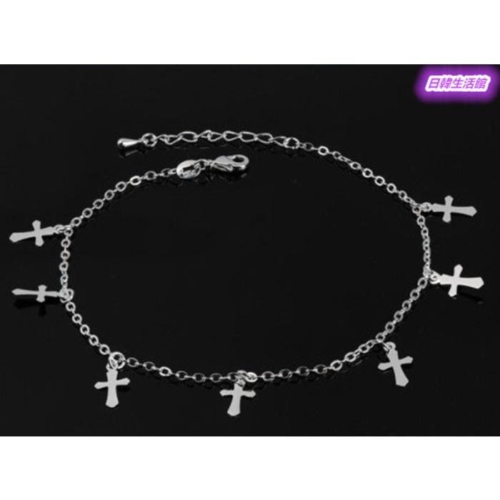 日韓生活館 多層流蘇腳鍊 十字架腳鍊 韓版時尚飾品 促銷 韓國首飾 銀腳鍊 女生配飾 個性腳環 腳鏈 腳飾 日本流行銀飾-細節圖5