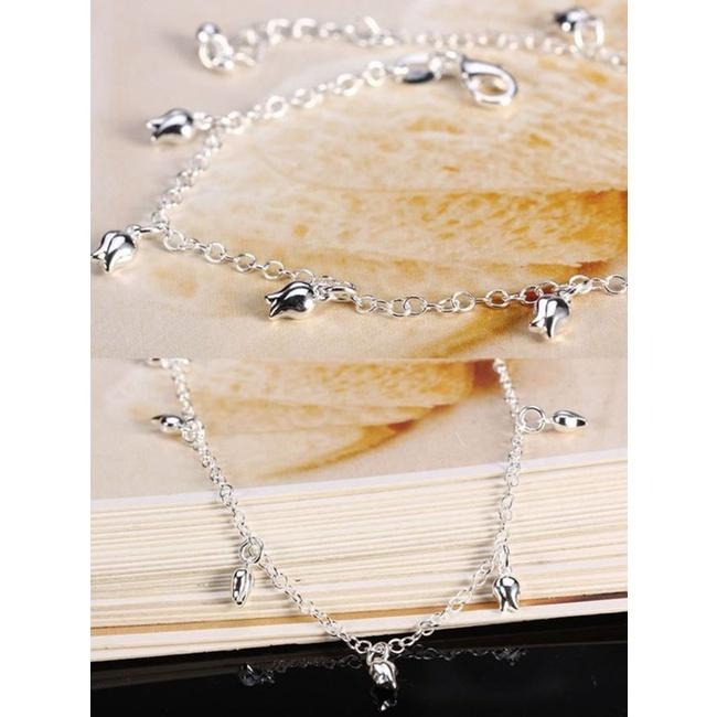 韓風時尚女性飾品 可愛花朵腳鍊 氣質腳環 韓國首飾 銀腳鍊 玫瑰花腳鍊 日系潮流精品 銀飾 腳鏈 小花腳鍊 腳飾 足鍊-細節圖2