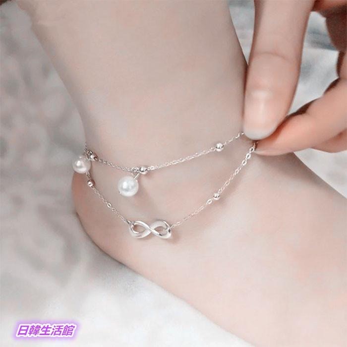歐美時尚8字珍珠腳鍊 手工串珠雙層腳鍊 百搭個性首飾 珠珠腳鍊 氣質淑女腳環 雙鍊腳鍊 圓珠腳鏈 精美潮流飾品 生日禮物-細節圖3
