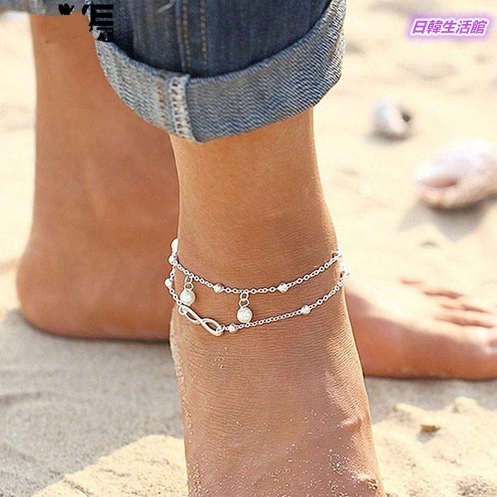 歐美時尚8字珍珠腳鍊 手工串珠雙層腳鍊 百搭個性首飾 珠珠腳鍊 氣質淑女腳環 雙鍊腳鍊 圓珠腳鏈 精美潮流飾品 生日禮物-細節圖7