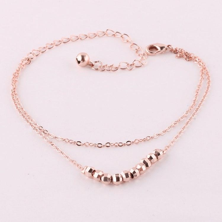 玫瑰金彩金雙層腳鍊 時尚氣質腳鍊 飾品 腳鍊女生 沙灘腳鏈 雙層圓珠腳鍊 小球腳鍊 金屬腳鍊 足鍊 圓球腳鍊 腳環 腳飾-細節圖4