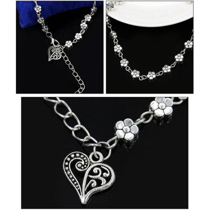 魅力心型金屬腳鏈 可愛心造型飾品 歐美時尚復古梅花腳鍊 漂亮美女潮流創意飾品 精美首飾配件花朵腳鍊腳環 台灣現貨滿額免運-細節圖3