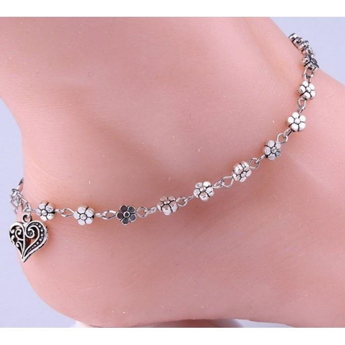 魅力心型金屬腳鏈 可愛心造型飾品 歐美時尚復古梅花腳鍊 漂亮美女潮流創意飾品 精美首飾配件花朵腳鍊腳環 台灣現貨滿額免運-細節圖4