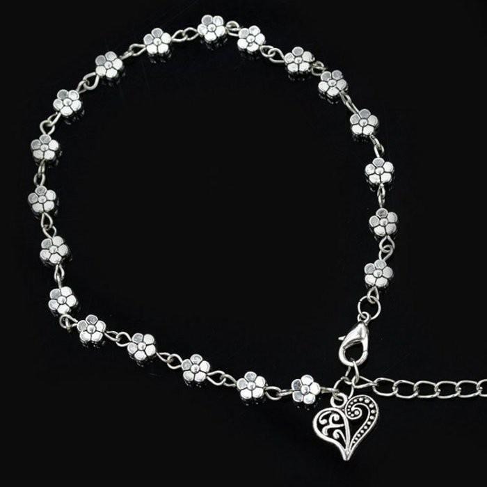 魅力心型金屬腳鏈 可愛心造型飾品 歐美時尚復古梅花腳鍊 漂亮美女潮流創意飾品 精美首飾配件花朵腳鍊腳環 台灣現貨滿額免運-細節圖5