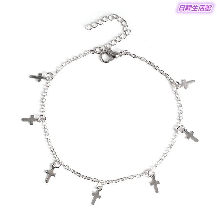 台灣現貨 歐美時尚流行腳飾 十字架腳鍊 銀色腳鍊 流蘇腳鍊 潮流首飾 簡約腳鍊 可愛腳環 腳鏈 女生飾品 宗教耶穌基督教-細節圖3