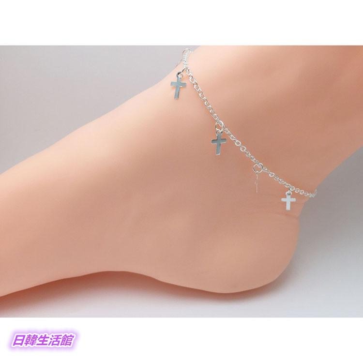 台灣現貨 歐美時尚流行腳飾 十字架腳鍊 銀色腳鍊 流蘇腳鍊 潮流首飾 簡約腳鍊 可愛腳環 腳鏈 女生飾品 宗教耶穌基督教-細節圖5