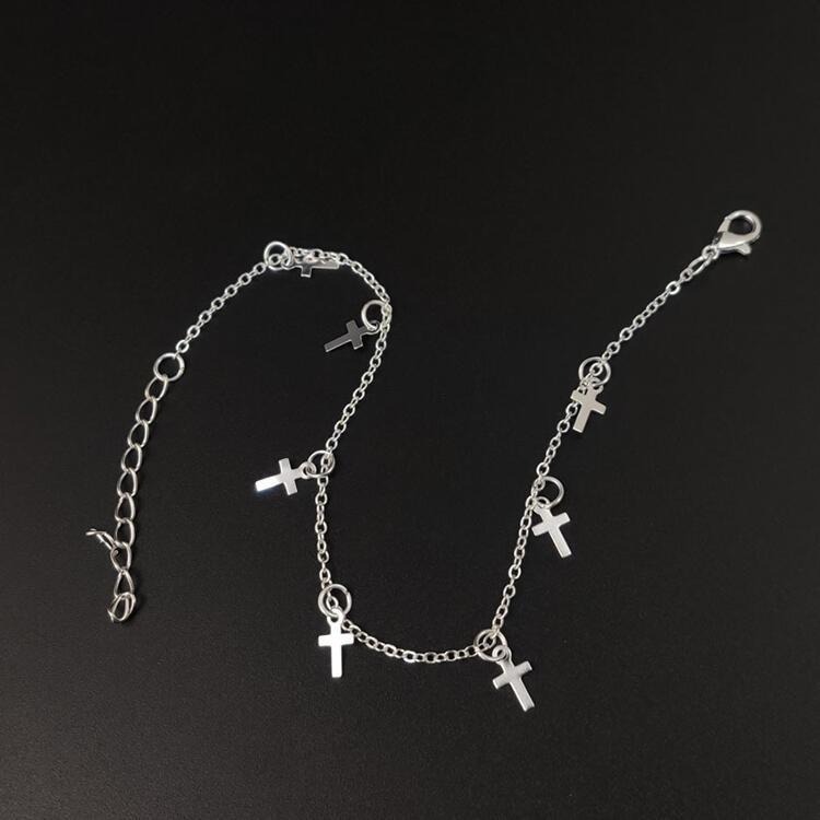 台灣現貨 歐美時尚流行腳飾 十字架腳鍊 銀色腳鍊 流蘇腳鍊 潮流首飾 簡約腳鍊 可愛腳環 腳鏈 女生飾品 宗教耶穌基督教-細節圖6