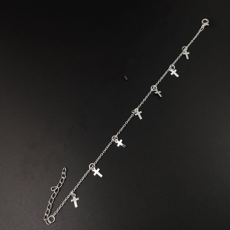台灣現貨 歐美時尚流行腳飾 十字架腳鍊 銀色腳鍊 流蘇腳鍊 潮流首飾 簡約腳鍊 可愛腳環 腳鏈 女生飾品 宗教耶穌基督教-細節圖9