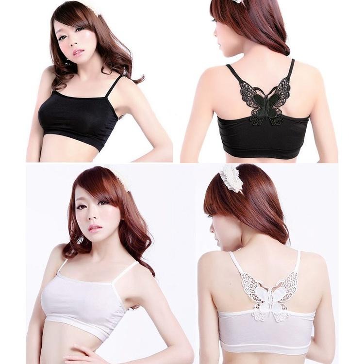 性感蕾絲蝴蝶裹胸 防走光內衣甜美背心 莫代爾吊帶內衣 內搭背心 打底抹胸 美背內衣 蕾絲背心 細肩帶小可愛 內搭衣 胸罩-細節圖3