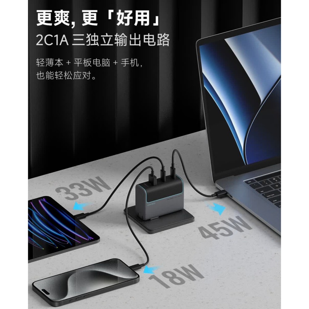 全新未拆 台灣現貨 酷態科 10號 3孔充電器 120w 灰色 氮化鎵 PPS-細節圖4