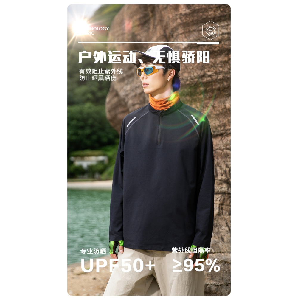<預購>男裝款დ半拉鍊反光條運動上衣(3色)-細節圖4