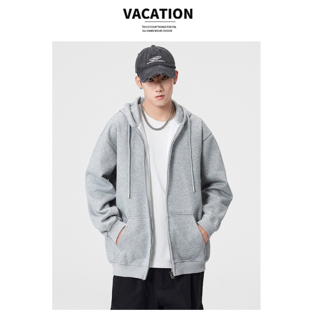 <預購>男裝款დ重磅棉中性款連帽外套(3色)-細節圖8