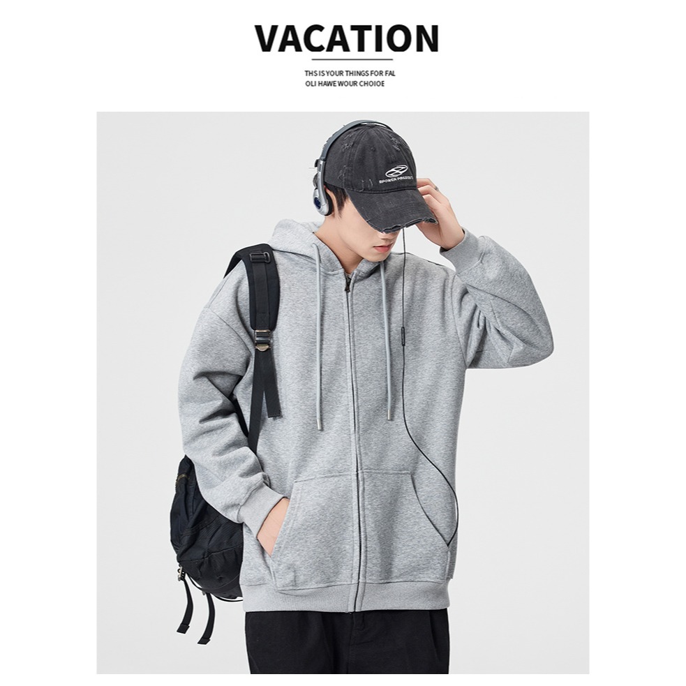 <預購>男裝款დ重磅棉中性款連帽外套(3色)-細節圖9