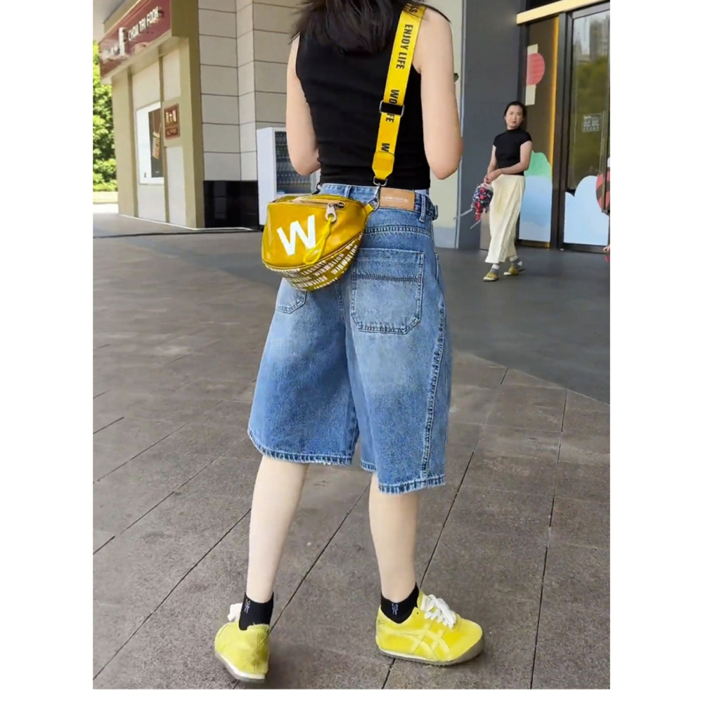 <預購>R92171#大尺碼დ夏寬鬆闊腿牛仔中褲(單色)-M-4L碼-細節圖4