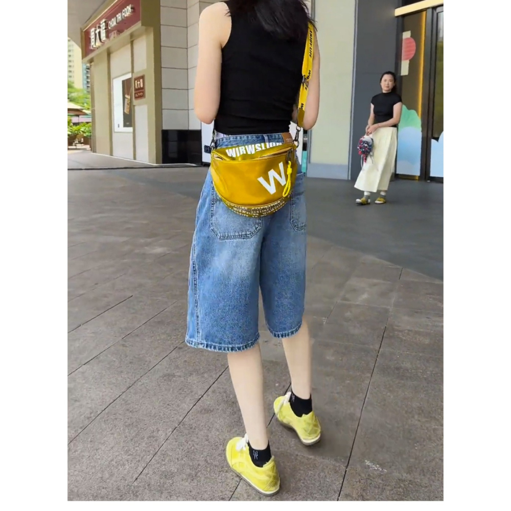 <預購>R92171#大尺碼დ夏寬鬆闊腿牛仔中褲(單色)-M-4L碼-細節圖7