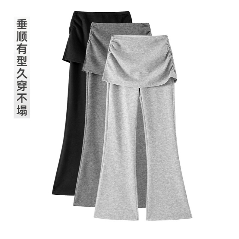 <預購>屁簾假兩件微喇裙褲(3色)-XS碼-2L碼-細節圖3