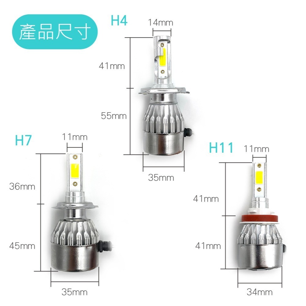 SLO【LED大燈 C6】LED 大燈 H1 H3 H4 H7 H11 9005 880 881汽車大燈 霧燈-細節圖2