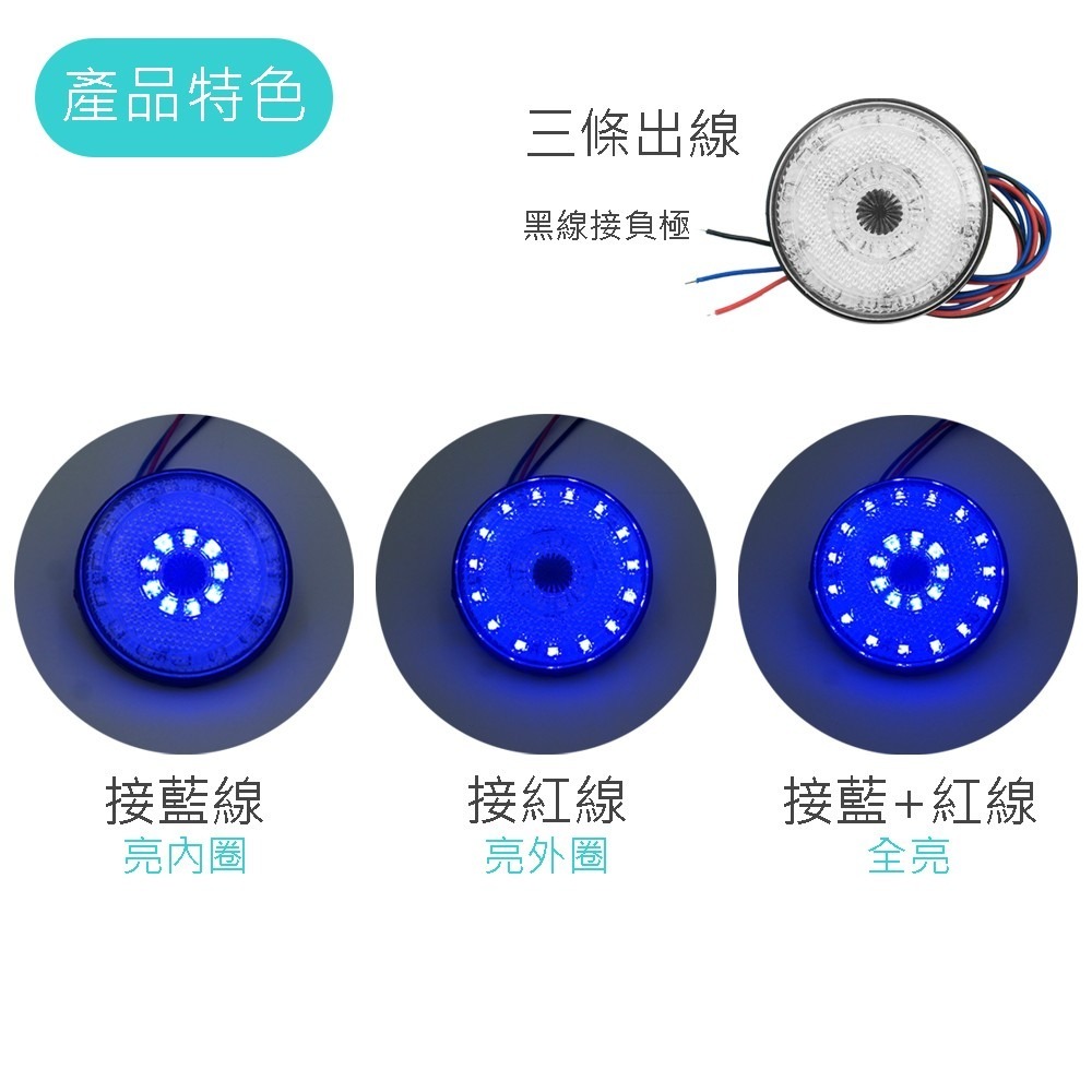 SLO【LED二代+圓形反光片】LED 反光片 反光燈片 反光片燈 防水 定位燈 煞車燈 方向燈 車側 三段式 機車-細節圖2