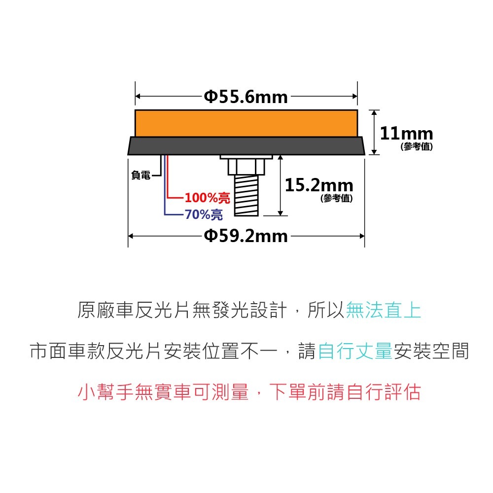 SLO【LED 圓形反光片】高亮度 高反光 兩段發光 方向燈 定位燈 反光 安全 日行 反光板 機車 反光燈 反光燈片 - 速利歐照明