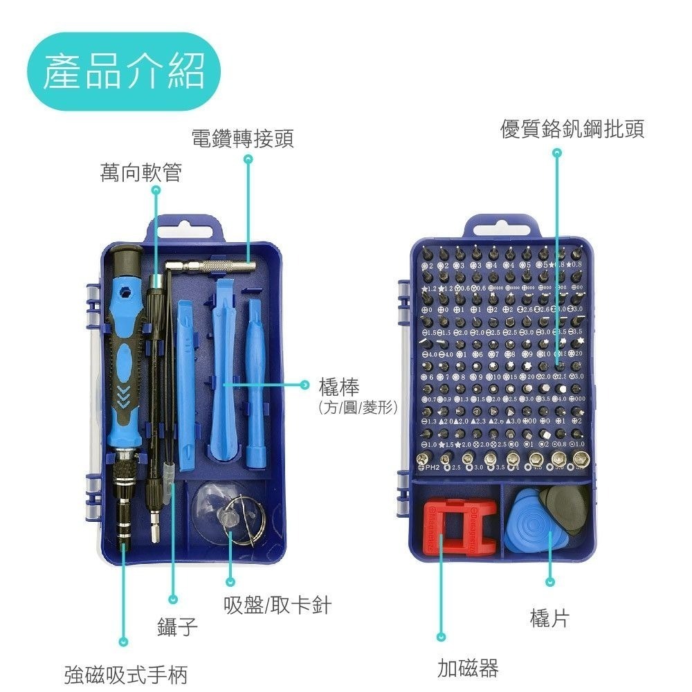 【螺絲刀工具組】115合一 專業工具組 115件組 升級款工具組 螺絲起子 工具箱 電鑽 螺絲刀 手機工具 維修工具-細節圖2