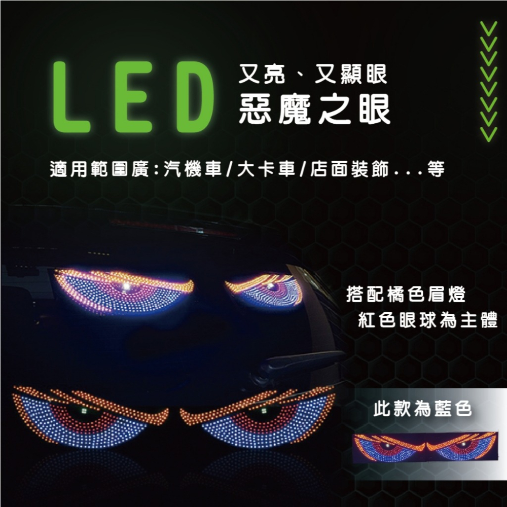 【USB 惡魔之眼燈板 】 汽車 卡車 改裝燈 眼睛 動態眼 Led車窗裝飾 店面裝飾 窗戶裝飾燈 USB 多模式燈-細節圖2