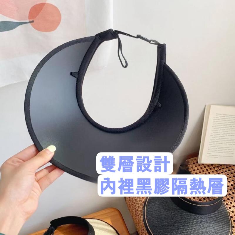 🍎現貨🍎🔆2024年新款夏季黑膠草編空頂防曬帽-細節圖5