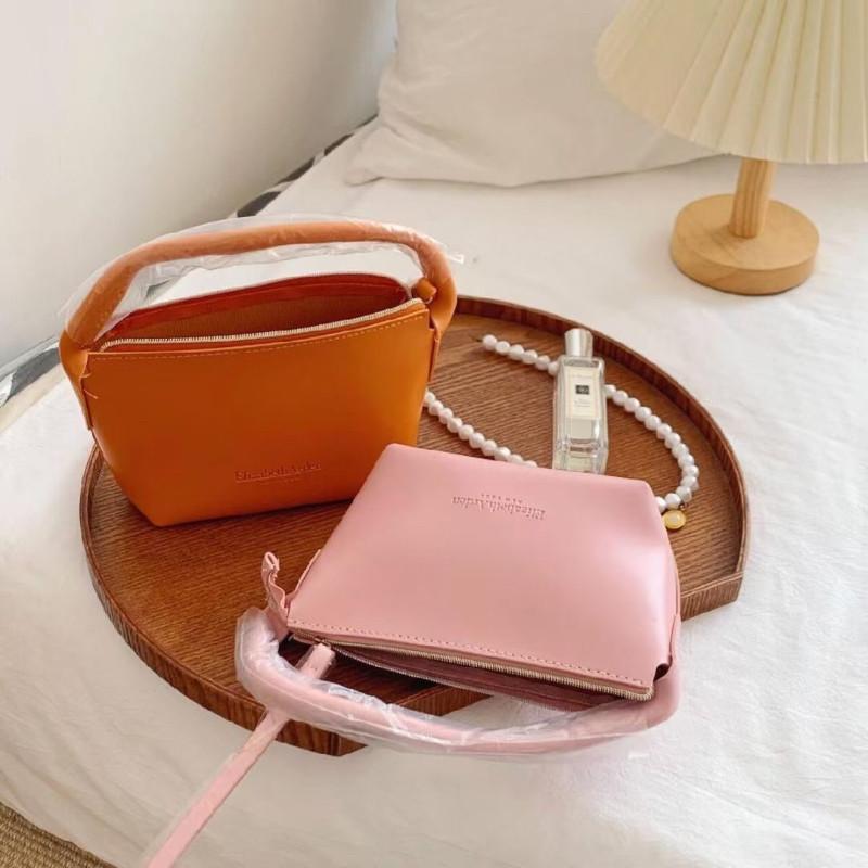 🍎現貨🍎伊莉莎白雅頓純色迷你時尚手提包收納化妝包（櫻花粉）-細節圖3