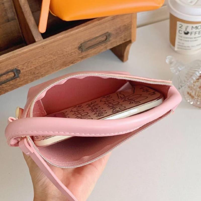 🍎現貨🍎伊莉莎白雅頓純色迷你時尚手提包收納化妝包（櫻花粉）-細節圖7