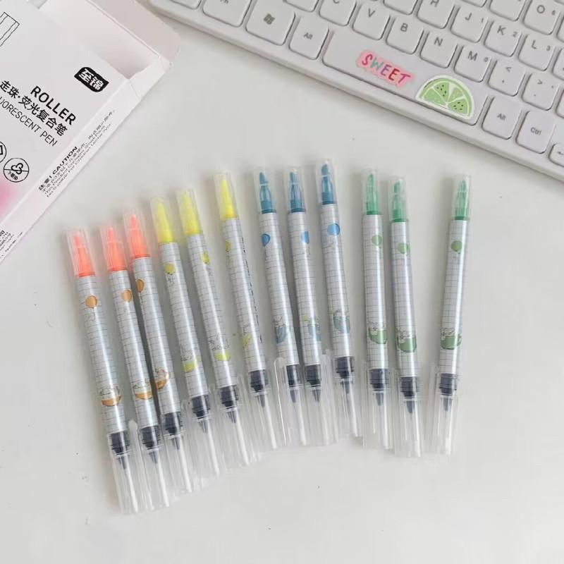 🍎現貨🍎 滾珠螢光雙頭複合直液筆0.5mm（2盒共24支）-細節圖7