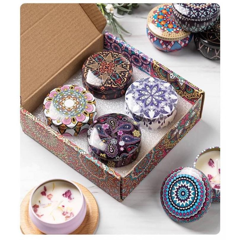 🍎現貨🍎波希米亞風大豆香氛蠟燭套裝（4入）-細節圖7