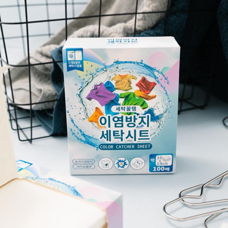 🍎現貨🍎｜韓國釜山洗衣店｜衣物防染色片100張（一盒）-細節圖5
