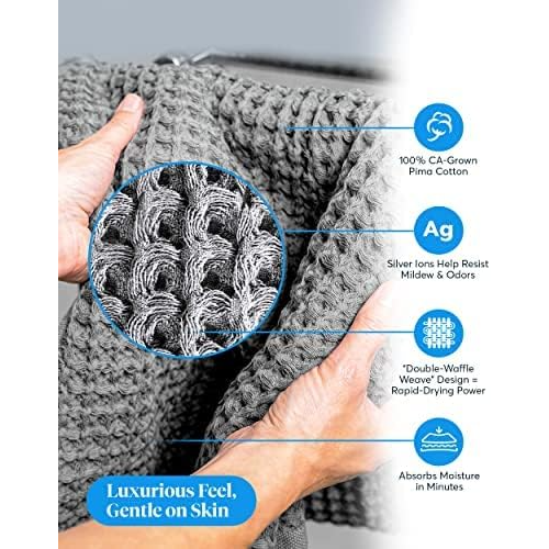 🍎現貨🍎高檔貨！Sutera Silverthread純棉抗菌華夫格大尺寸浴巾（匹馬棉）-細節圖8