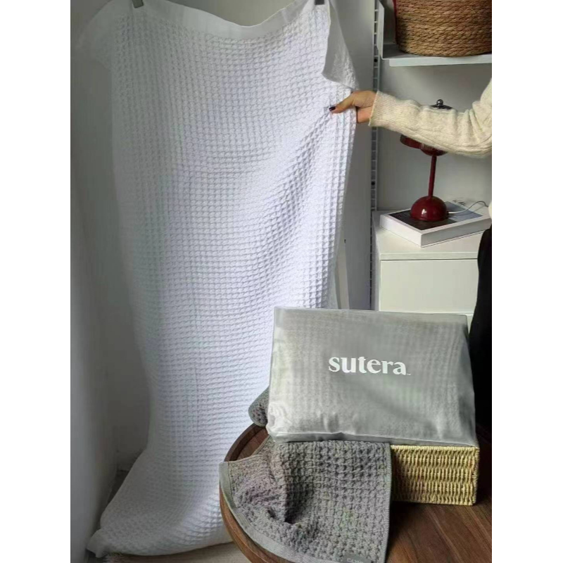 🍎現貨🍎高檔貨！Sutera Silverthread純棉抗菌華夫格大尺寸浴巾（匹馬棉）-細節圖11