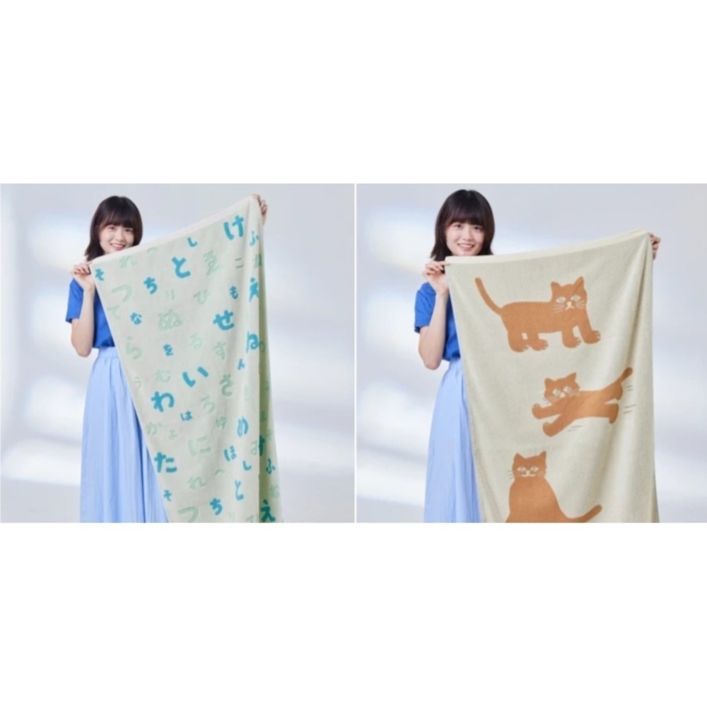 現貨 SOU SOU sousou 大浴巾 72x140公分 100%棉 五十音 貓 7-11 711-細節圖2