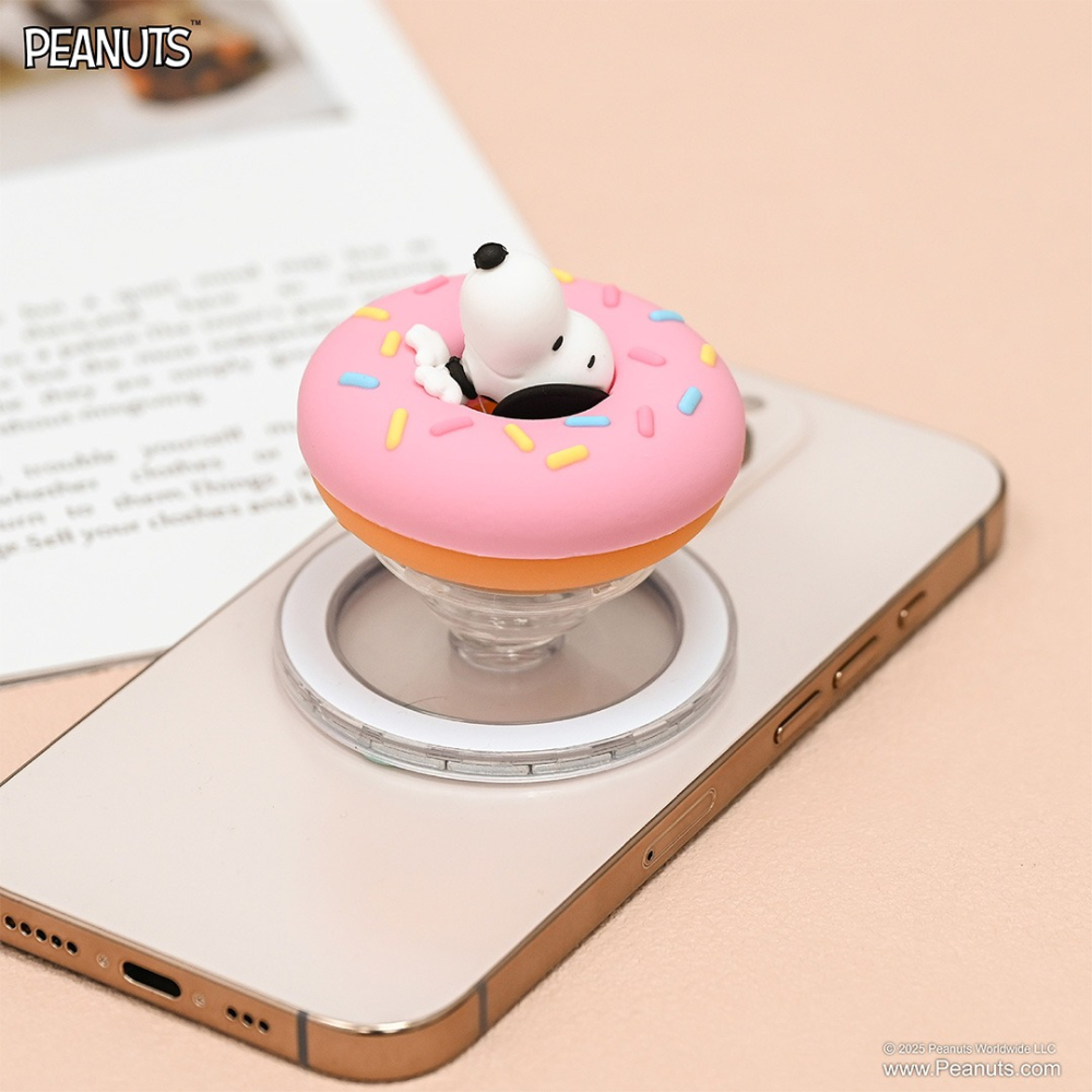 現貨 史努比造型磁吸氣囊手機支架 巧克力 手機支架 PEANUTS Snoopy 內附磁吸環 自由調整各種角度-細節圖3