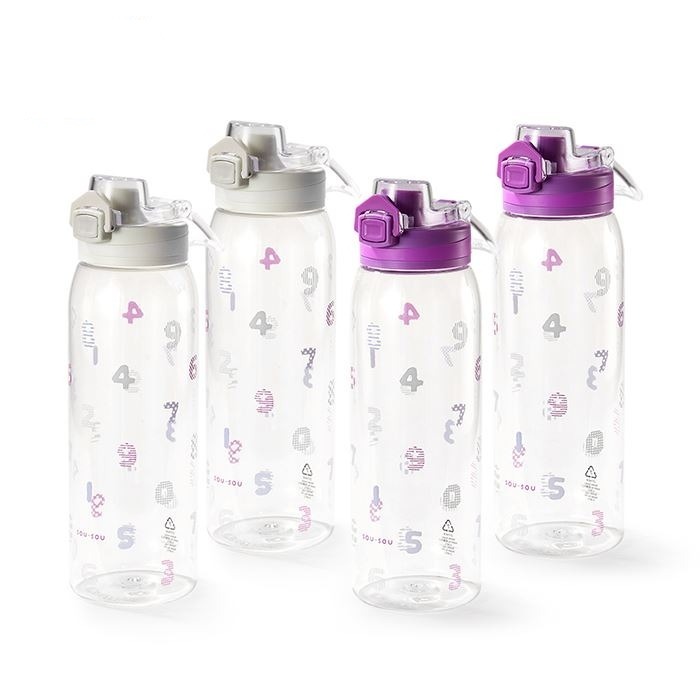 現貨 SOU SOU sousou 透明隨身瓶4入組 900ml 一鍵彈蓋 側邊活動式手提把可提取設計 7-11 711-細節圖3