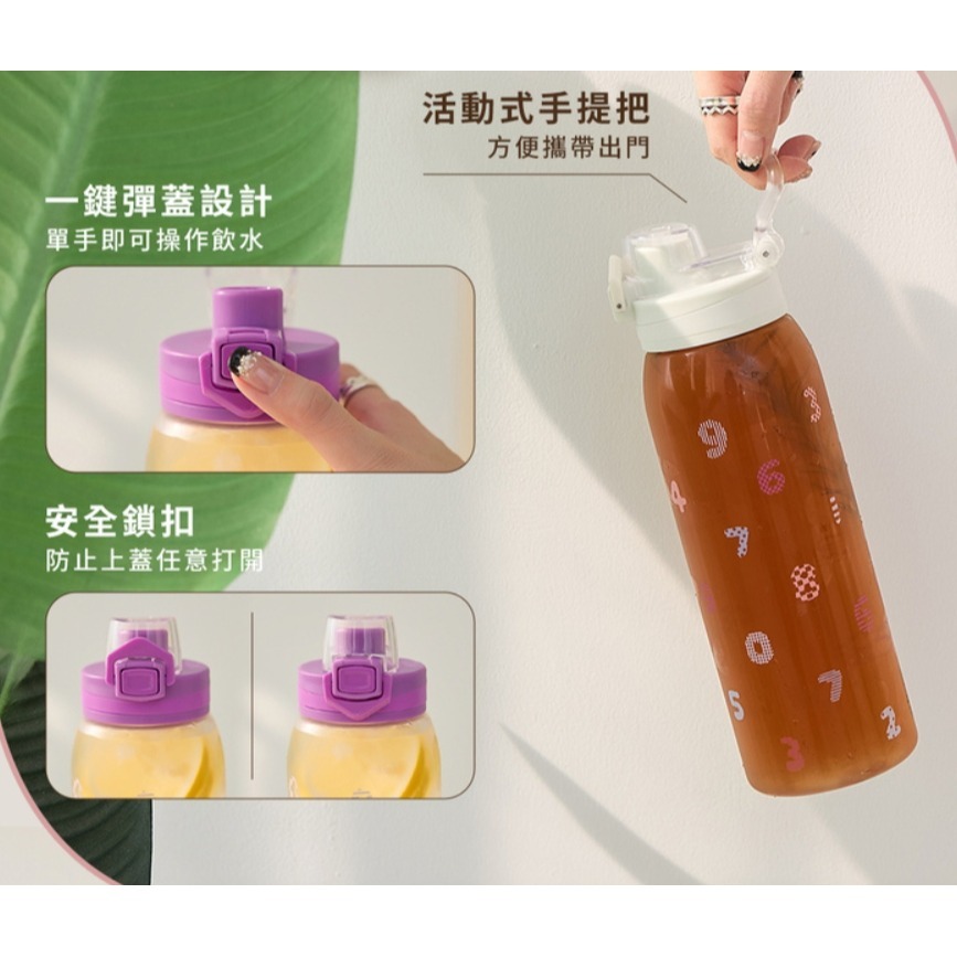 現貨 SOU SOU sousou 透明隨身瓶4入組 900ml 一鍵彈蓋 側邊活動式手提把可提取設計 7-11 711-細節圖6