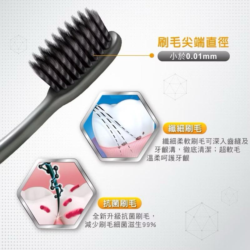 好來牙刷 0.01mm軟毛 炭絲旋潔牙刷3入 拋光黑旋風-細節圖4