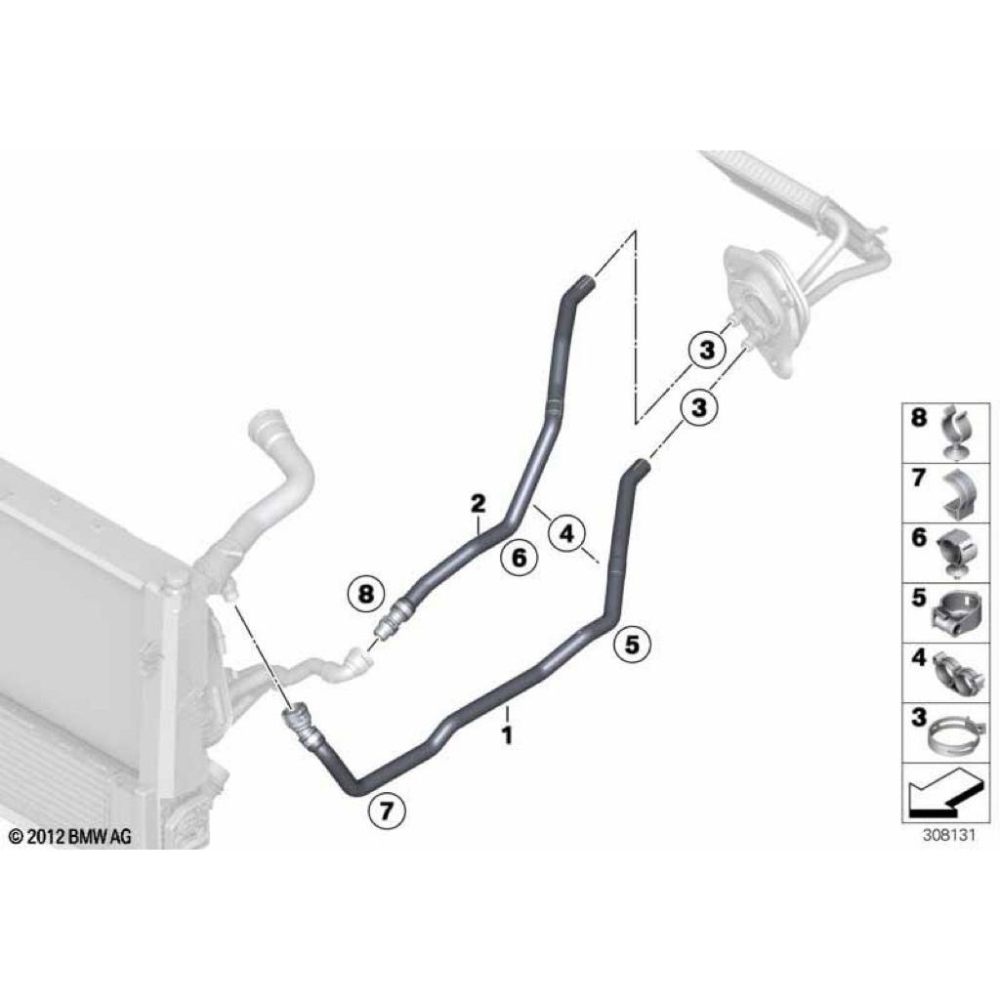 BMW F20 F22 F30 F31 F34 F32 F36 N20 N26熱水管-熱交換器 64219208184-細節圖3