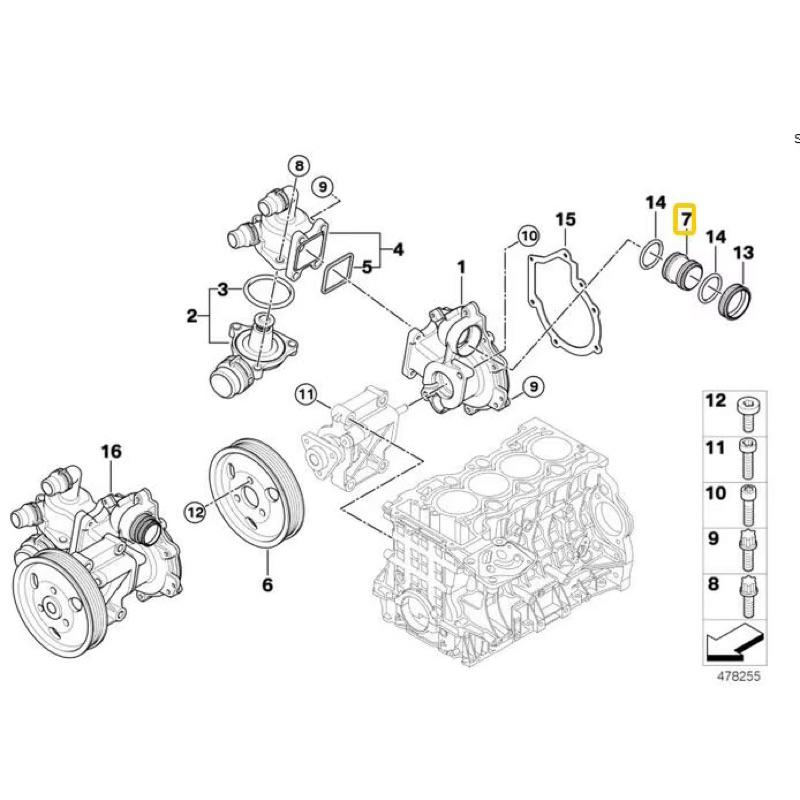 BMW E46 E60 E81 E84 E87 E90 E91 E92 E93 水幫浦接管 11517542128-細節圖3