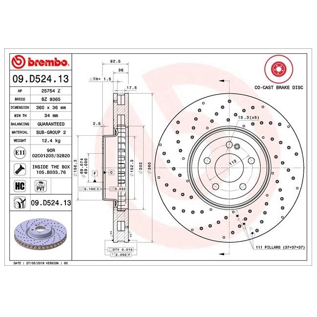 BENZ W205 S205 W213 S213 X253 C253 BREMBO 原廠型前後煞車碟盤-細節圖2