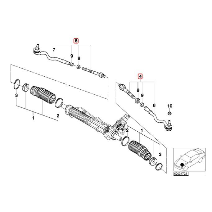 BMW E46 方向機拉桿/拉桿和尚頭 左32211095955 右32211095956-細節圖3