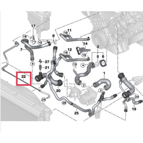 BMW  E60 E61 E63 E64 水箱上方-熱水管(排氣管)17127521775-細節圖2